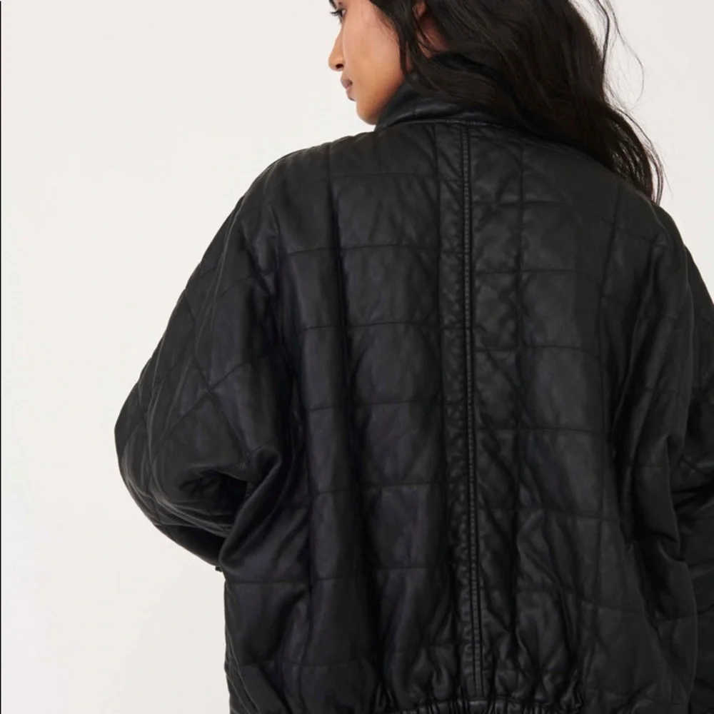 𝓯𝓹 🖤 FREE PEOPLE DOLMAN LEATHER COAT SMALL - Picture 8 of 10